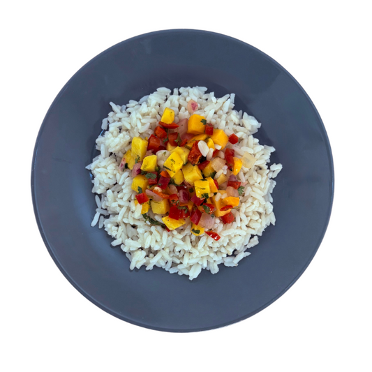 COCONUT RICE WITH MANGO SALSA
