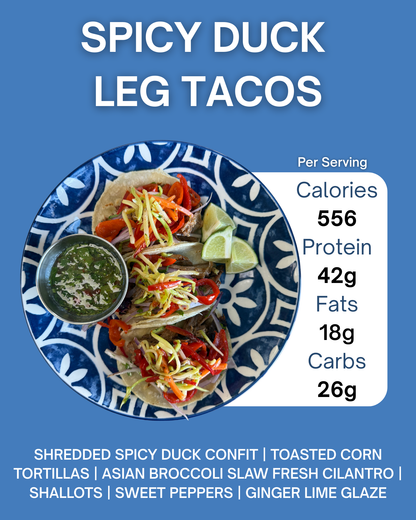 SPICY DUCK LEG TACOS