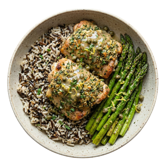 HERB CRUSTED CHICKEN W/ LEMON CAPER SAUCE