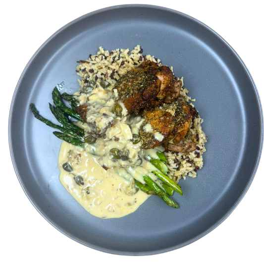 HERB CRUSTED CHICKEN W/ LEMON CAPER SAUCE